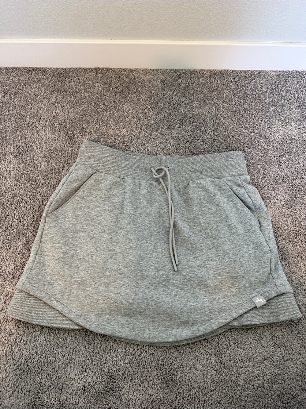 Gray Drawstring Sweat Skirt